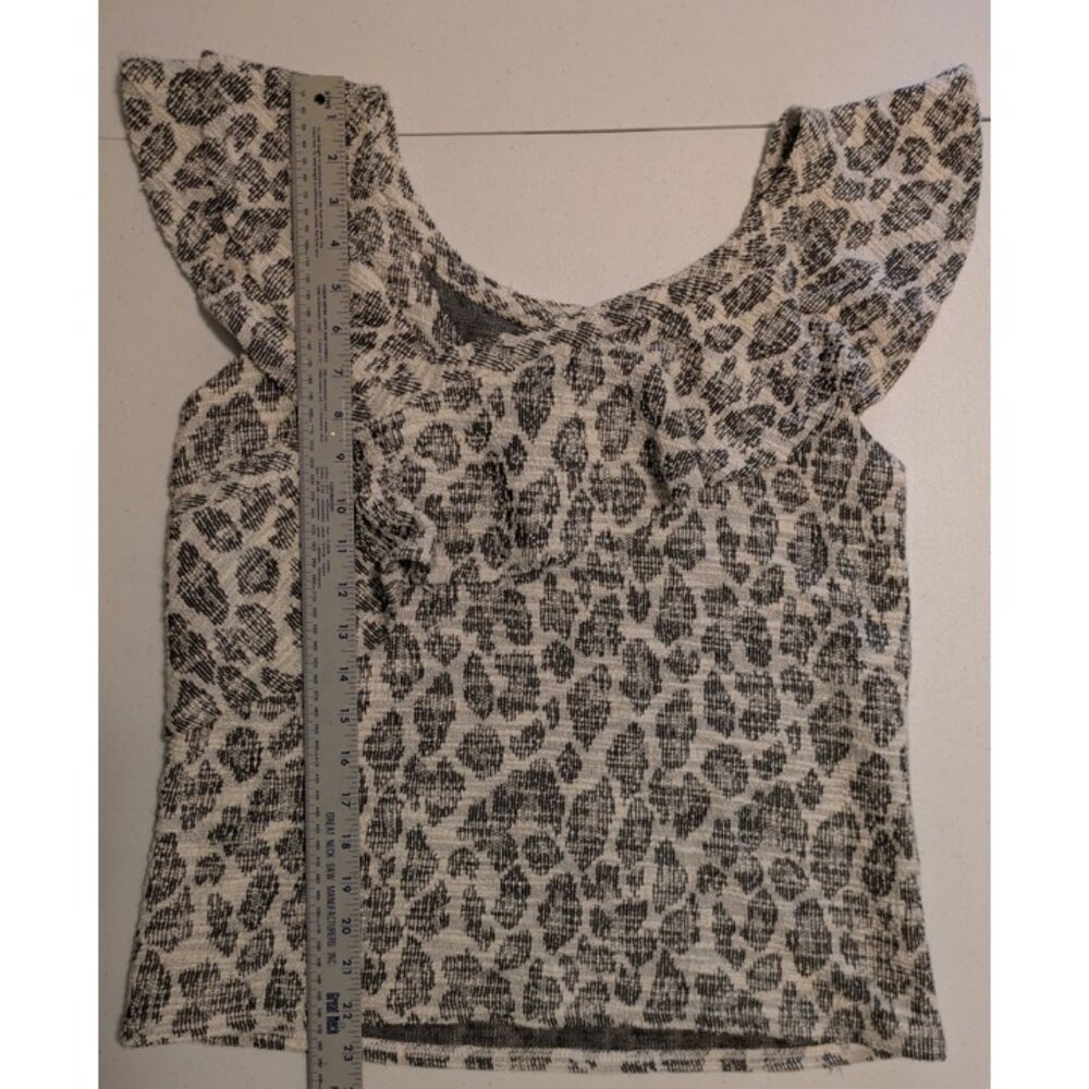 NWOT Vintage Anthropologie Dolan flutter sleeve leopard print tweed blouse - Picture 4 of 8